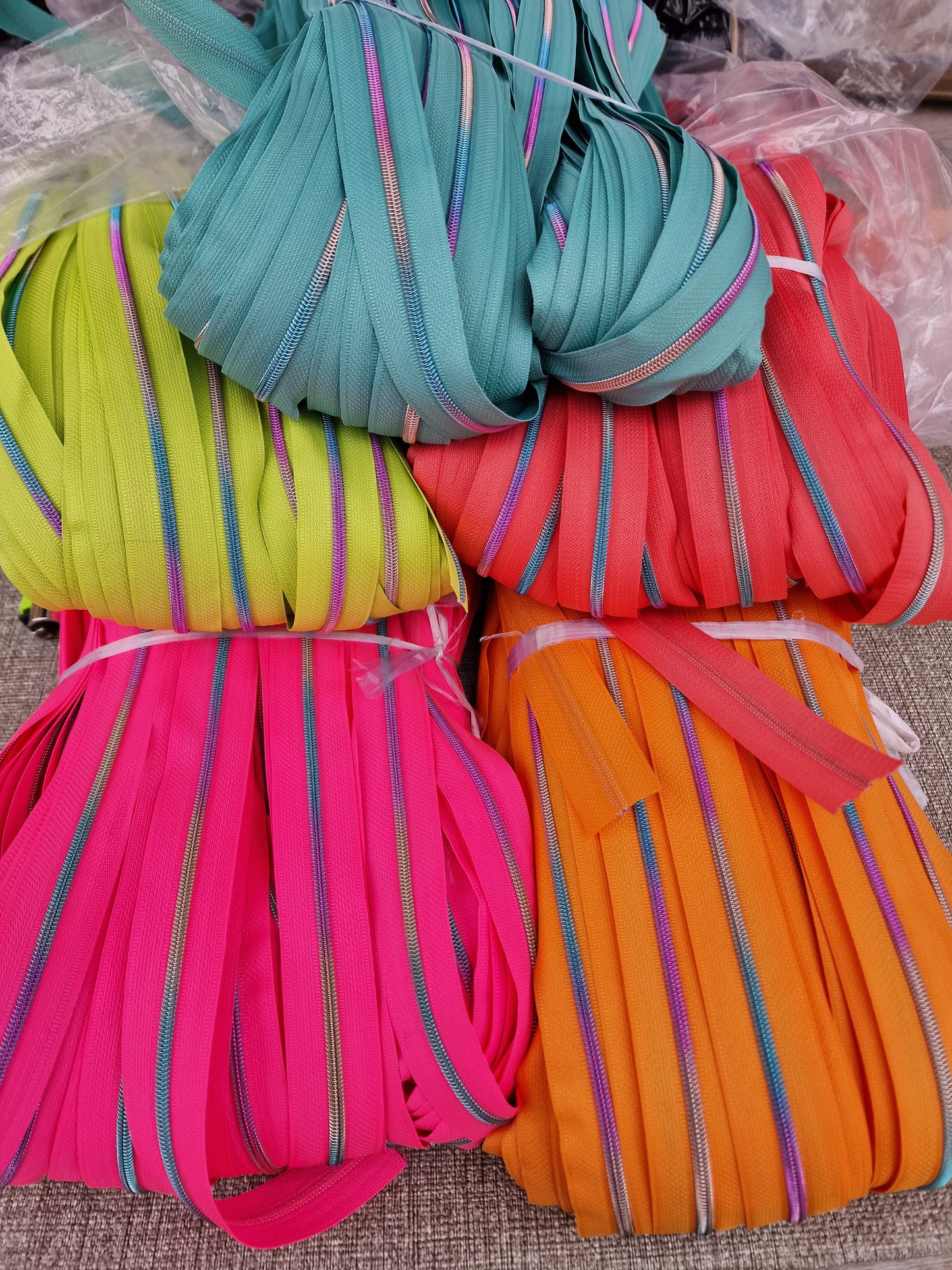 NEON Rainbow Zip and zip pull Bundle size 3# FREE POSTAGE OFFER