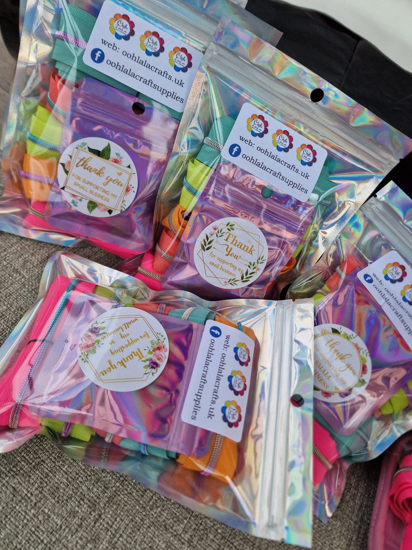 NEON Rainbow Zip and zip pull Bundle size 3# FREE POSTAGE OFFER
