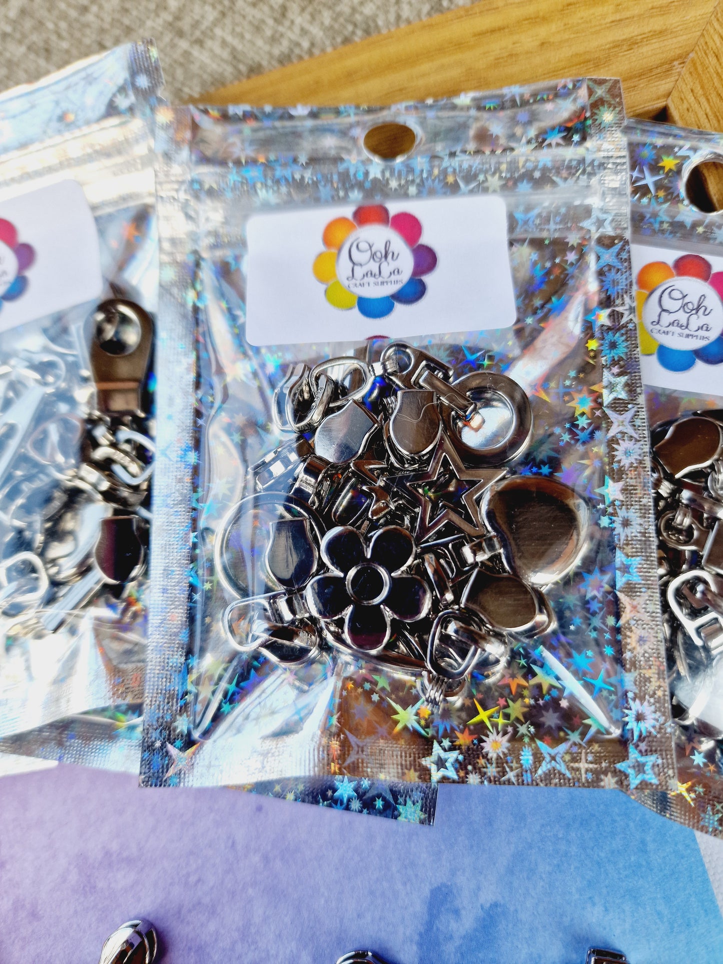 Pack of 10 mixed ,size 3# SILVER Zip pulls