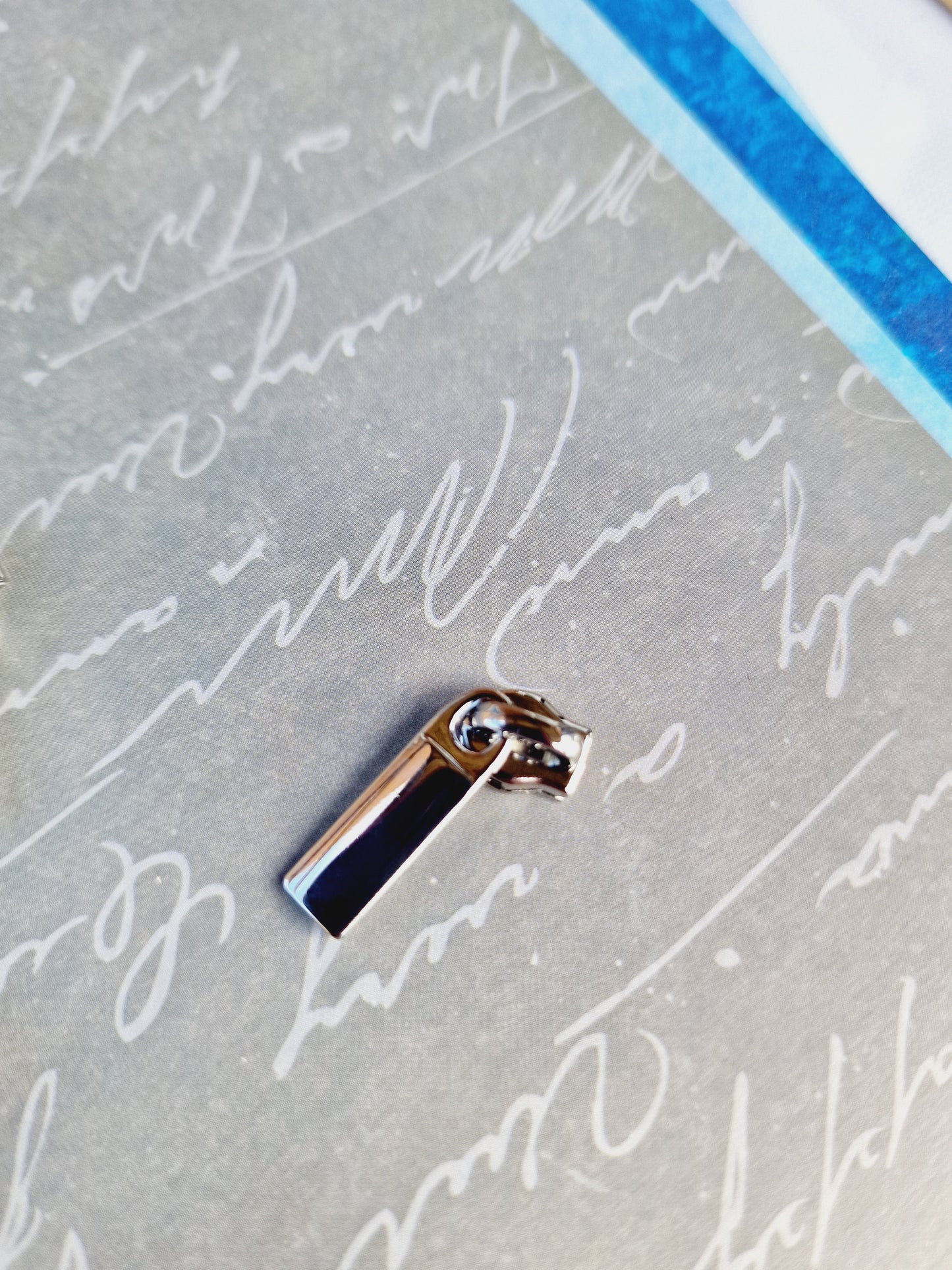 Size 3 zip pull RECTANGLE DROP , RAINBOW AND SILVER