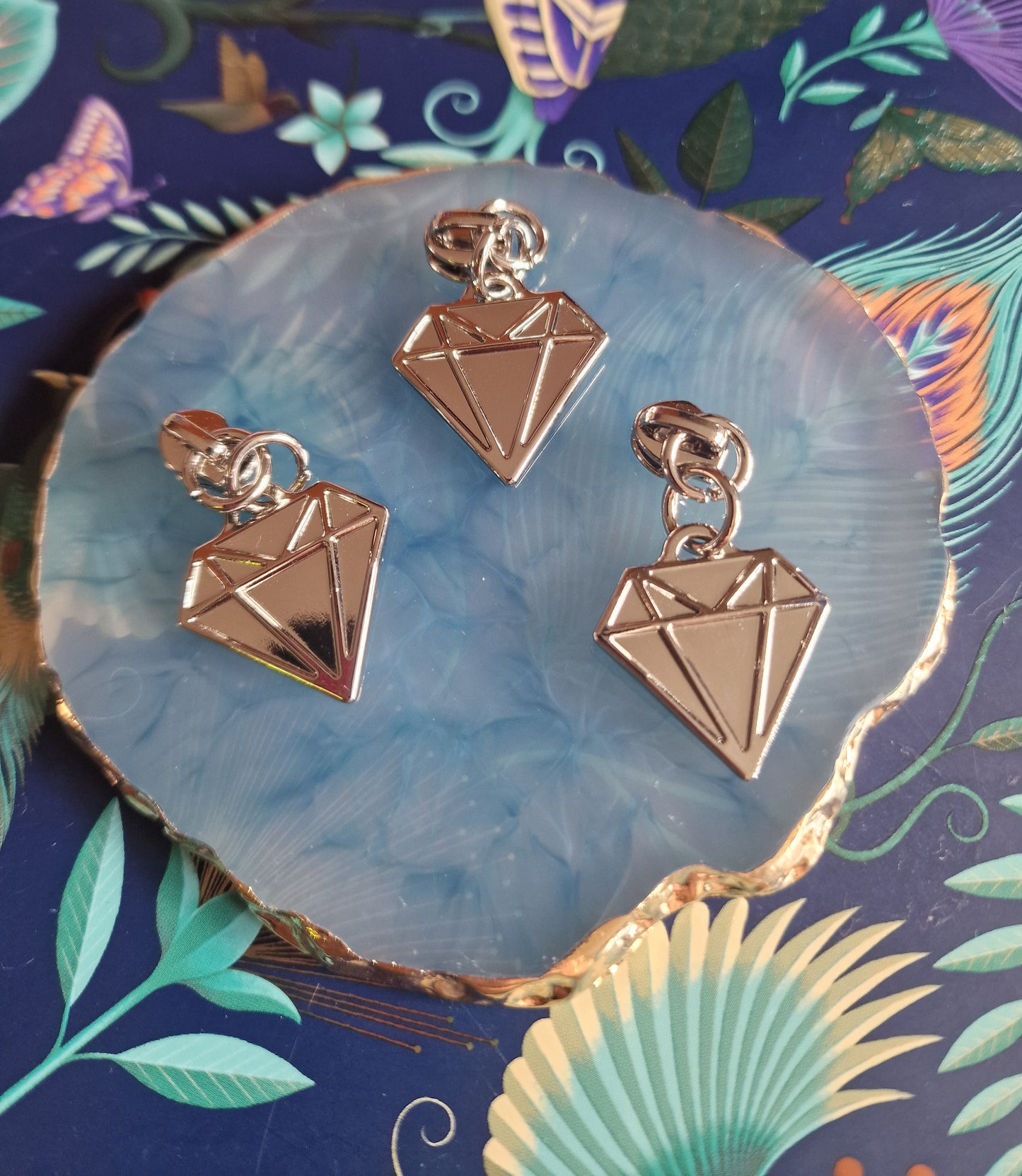 Size 3 zip pull DIAMOND DROP RAINBOW AND SILVER