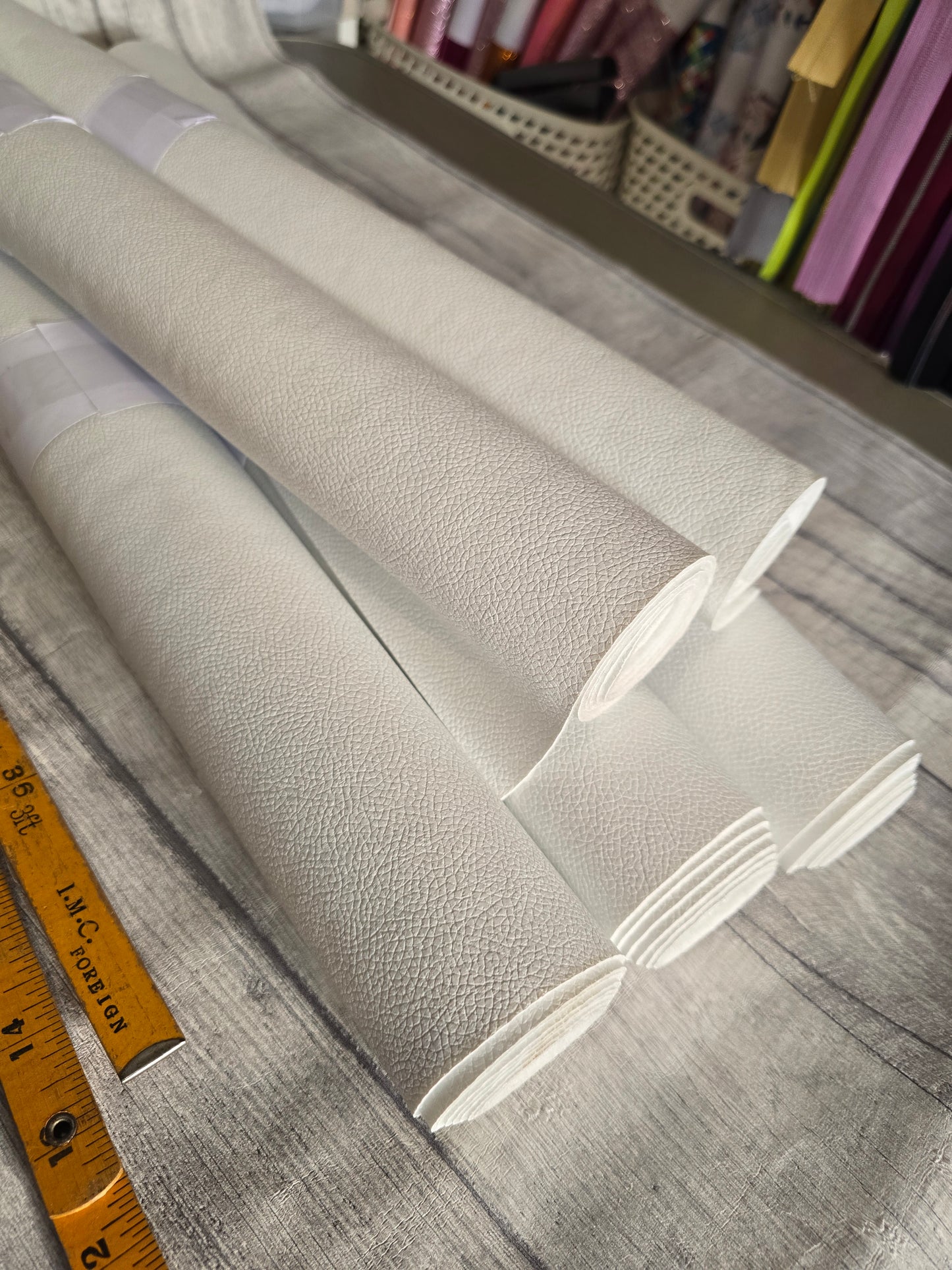 Brilliant White Faux leather felt backed half metre