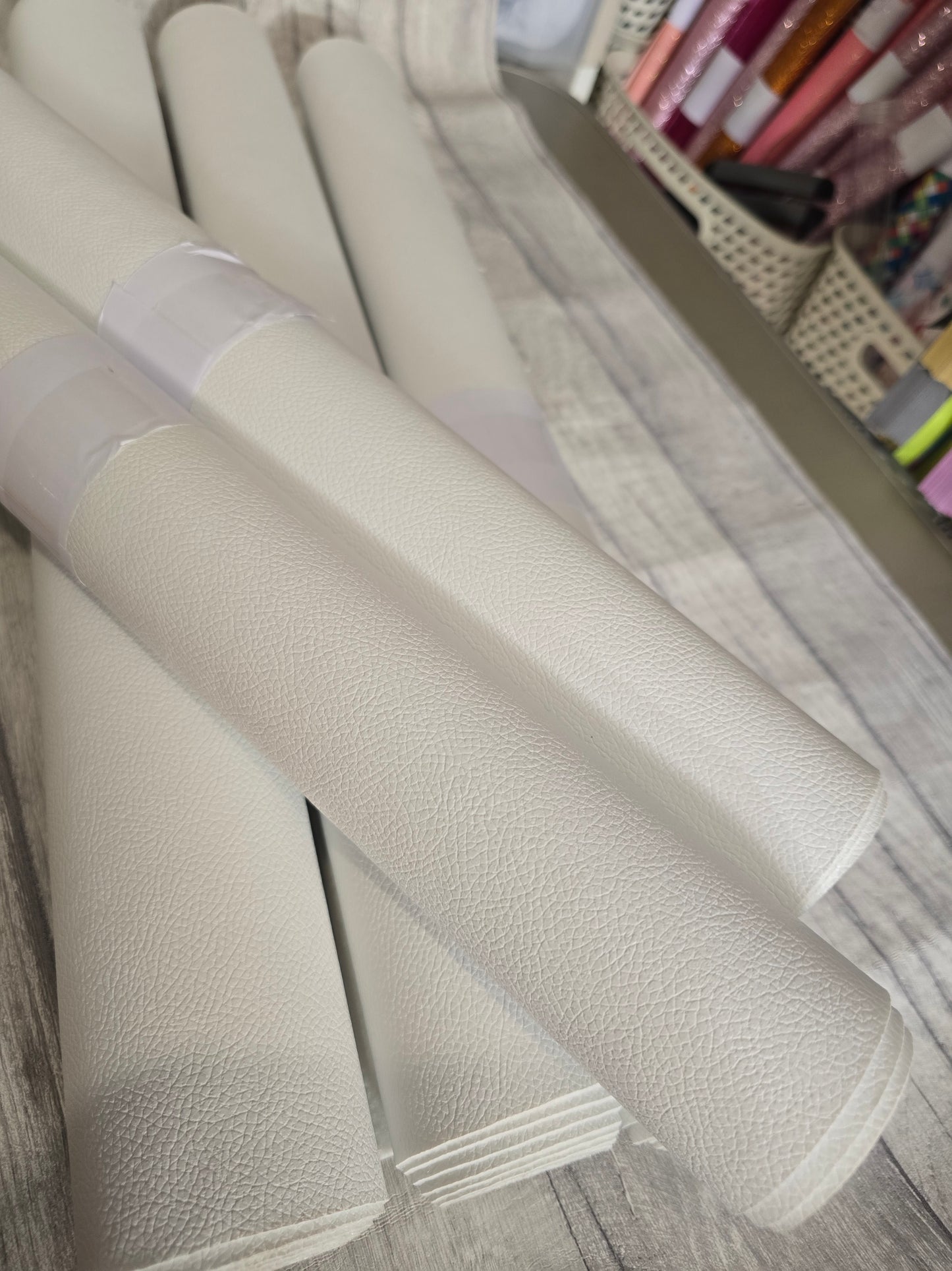 Brilliant White Faux leather felt backed half metre