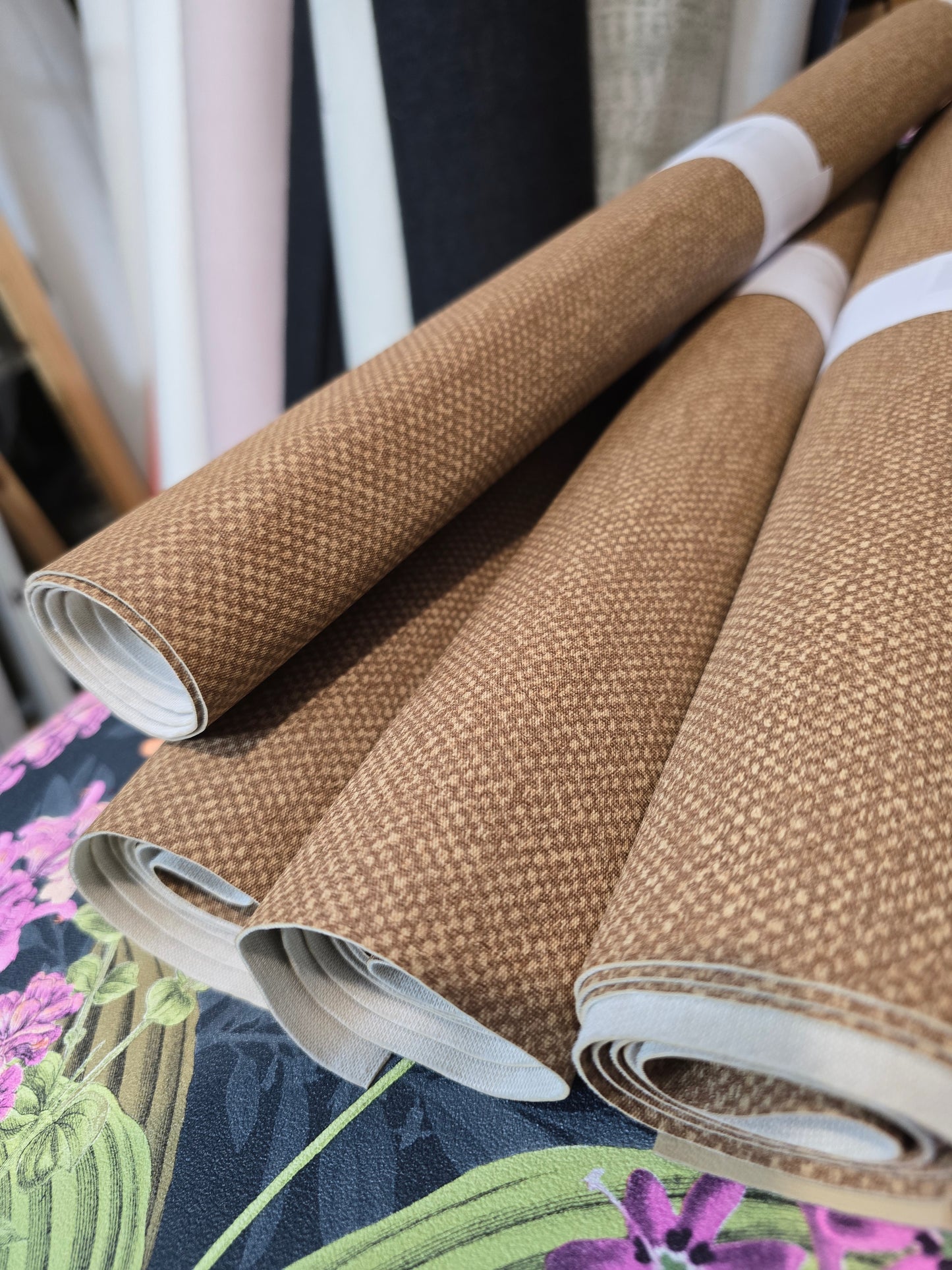 Warm waffle effect printed faux leather vinyl