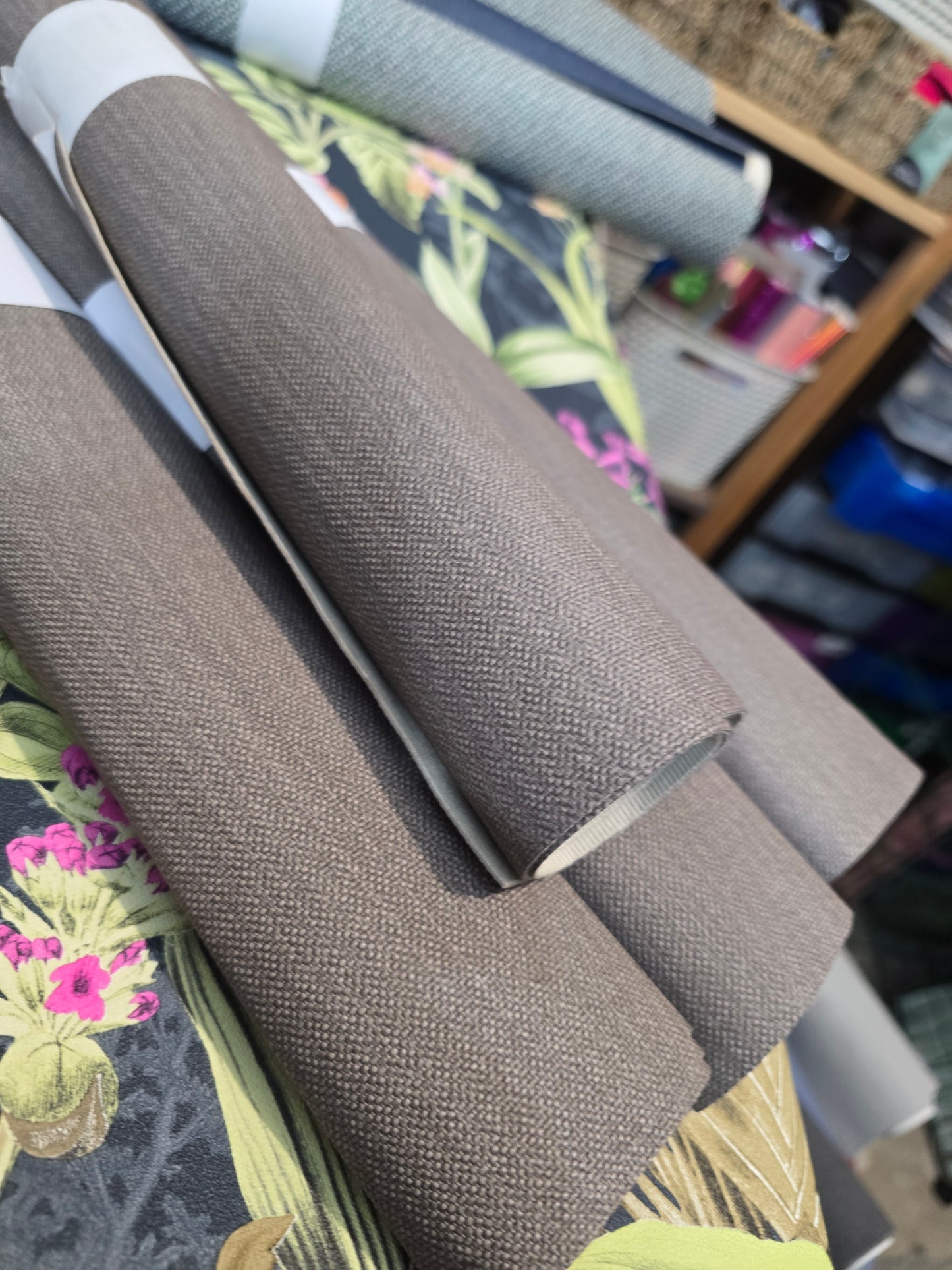 Warm grey denim effect texture faux leather