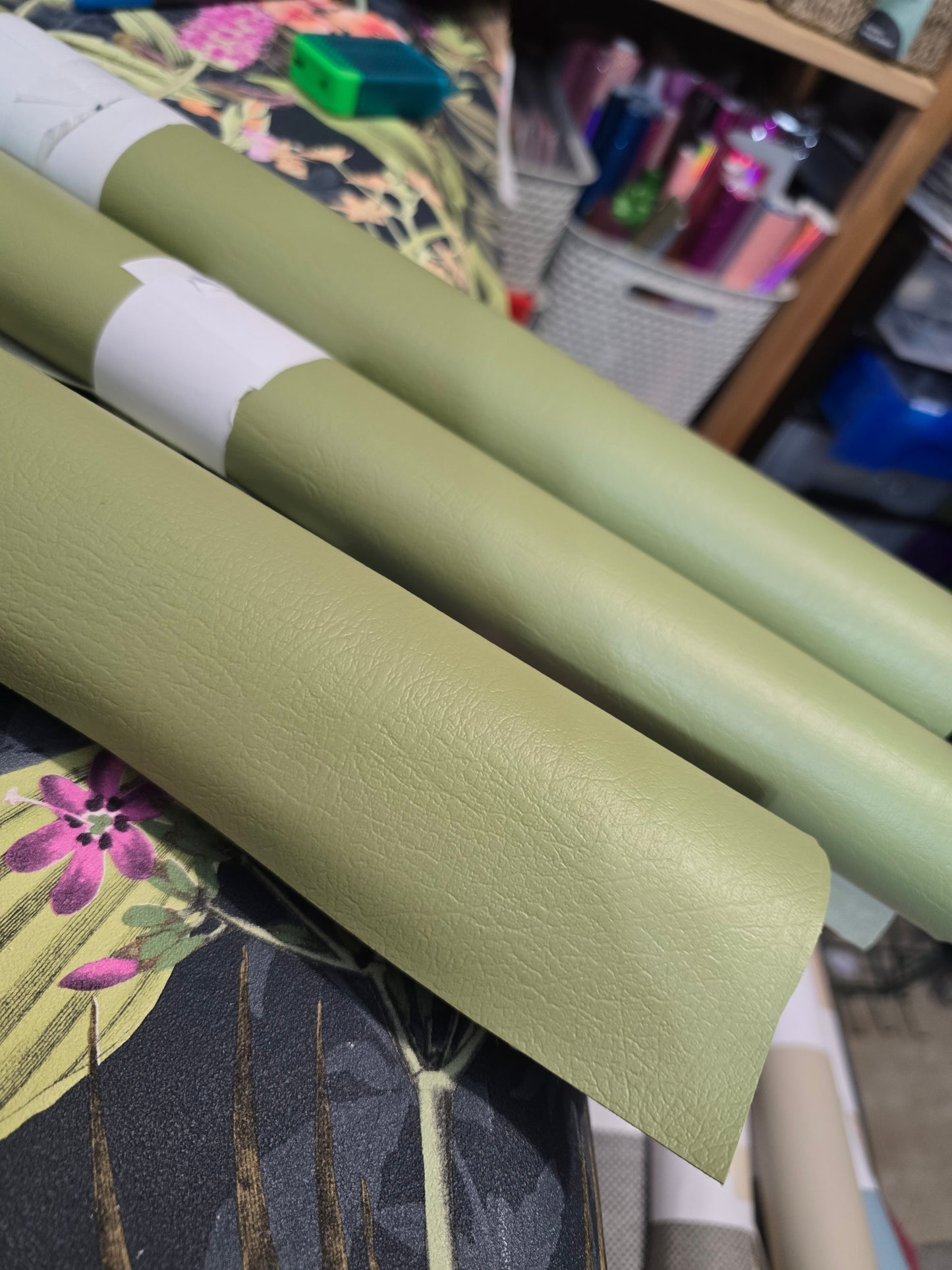 Leaf green Faux leather half metre