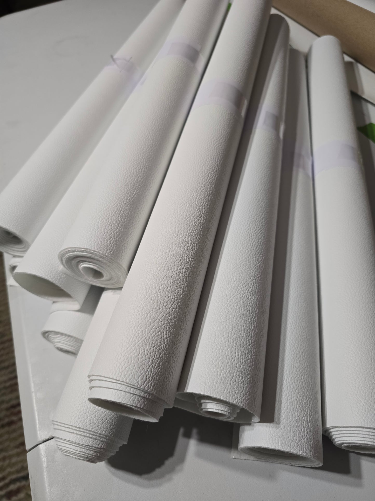 Brilliant White Faux leather felt backed half metre