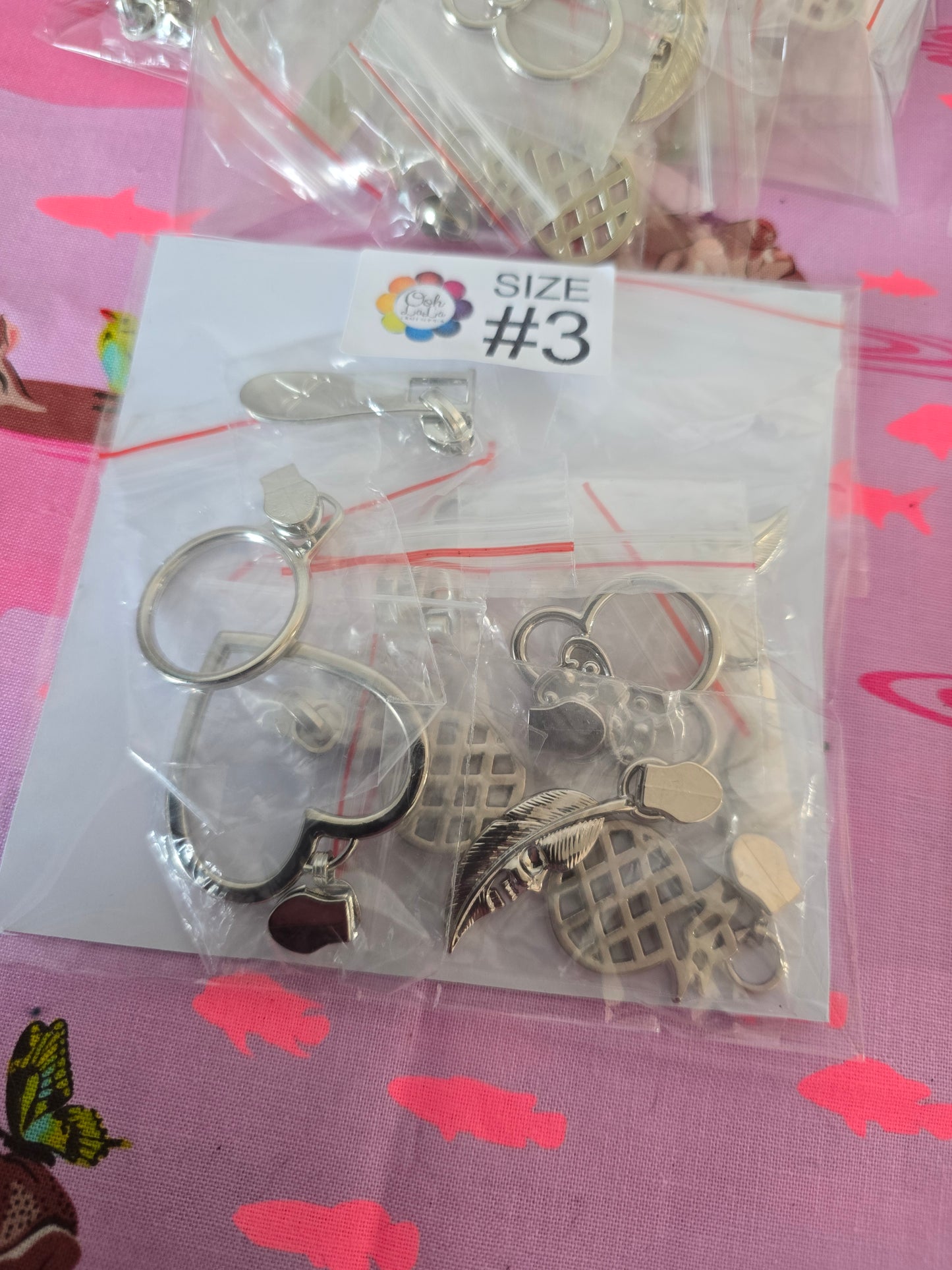 NEW SUPRISE PACKS 10 mixed size 3# Silver Zip pulls FREE POSTAGE