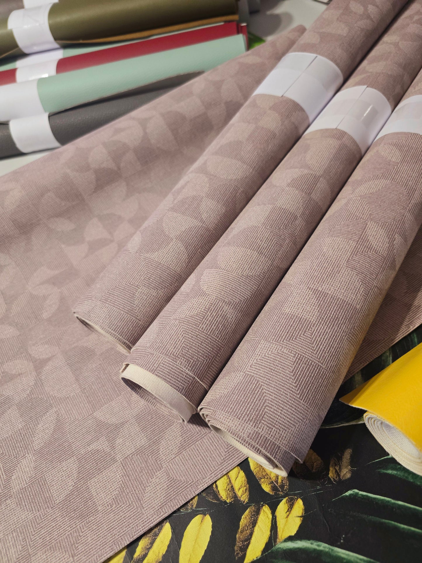 New purple pastel pattern printed faux leather