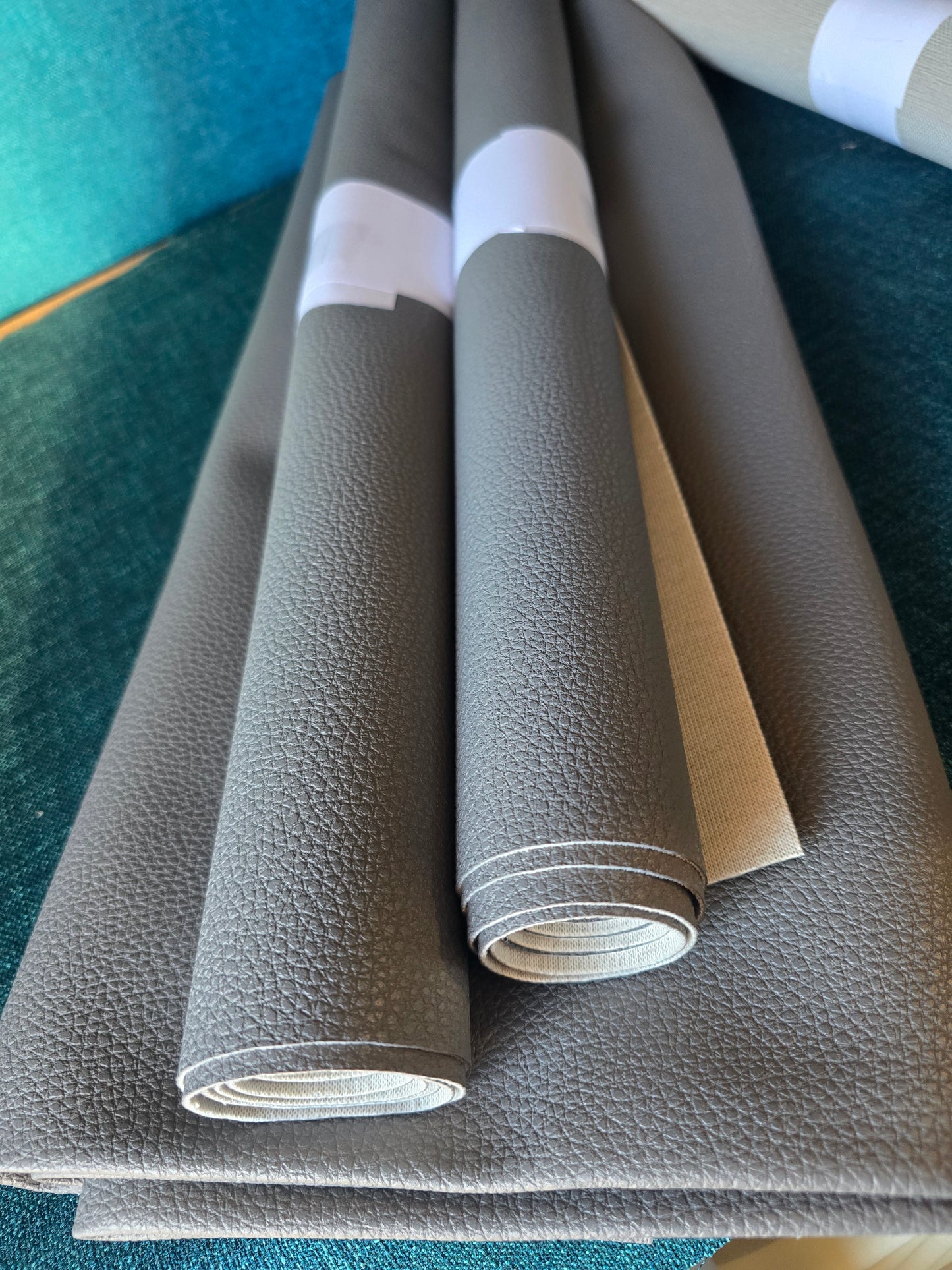 NEW Dark Grey texture Faux leather half metre and full meter