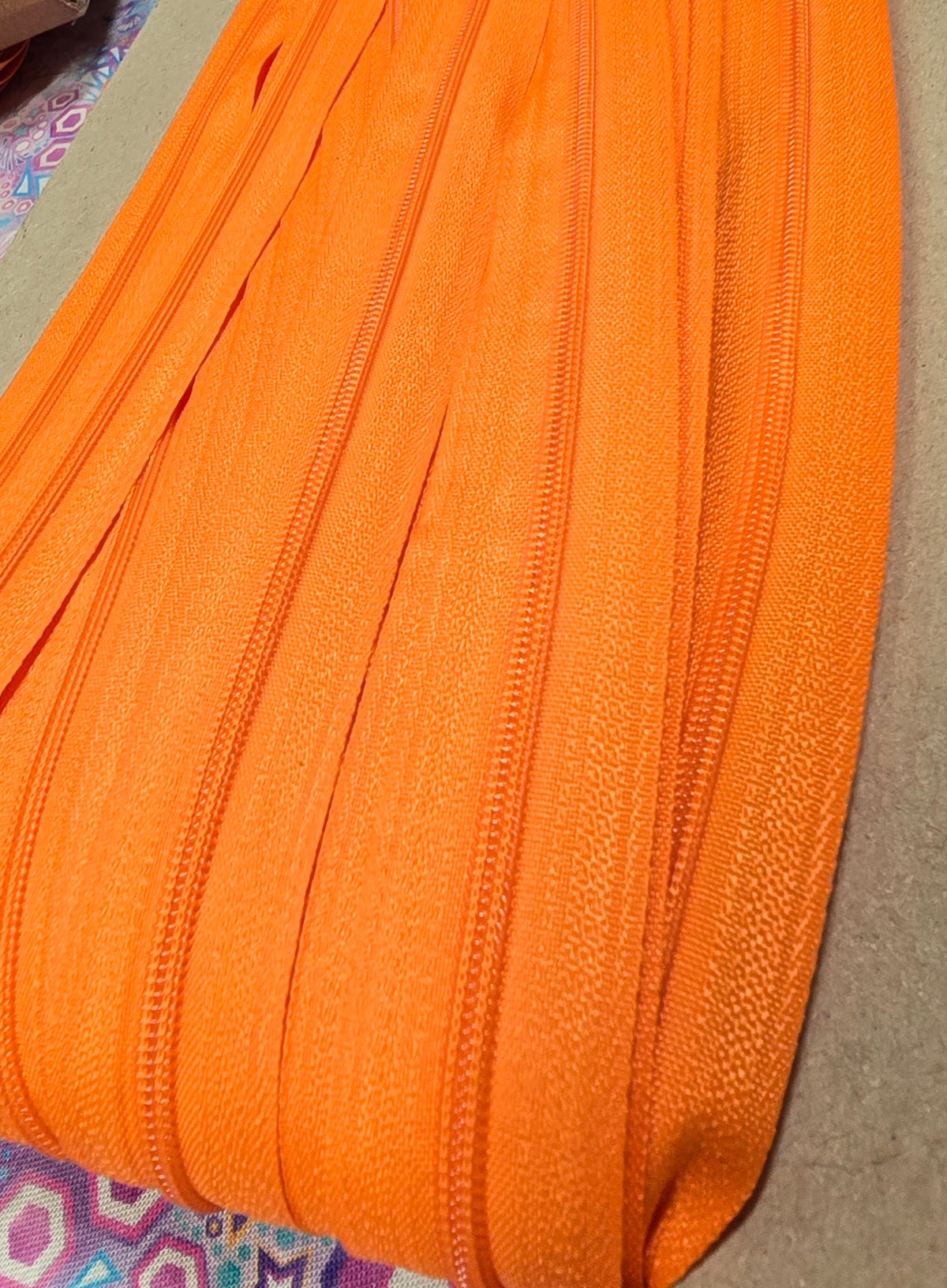 Size 3# one colour zipper tape FIRE ORANGE 1m pieces