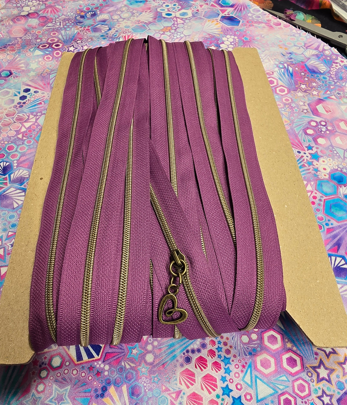Size 3# Antique brass Teeth GORGEOUS MAUVE continuous zipper tape