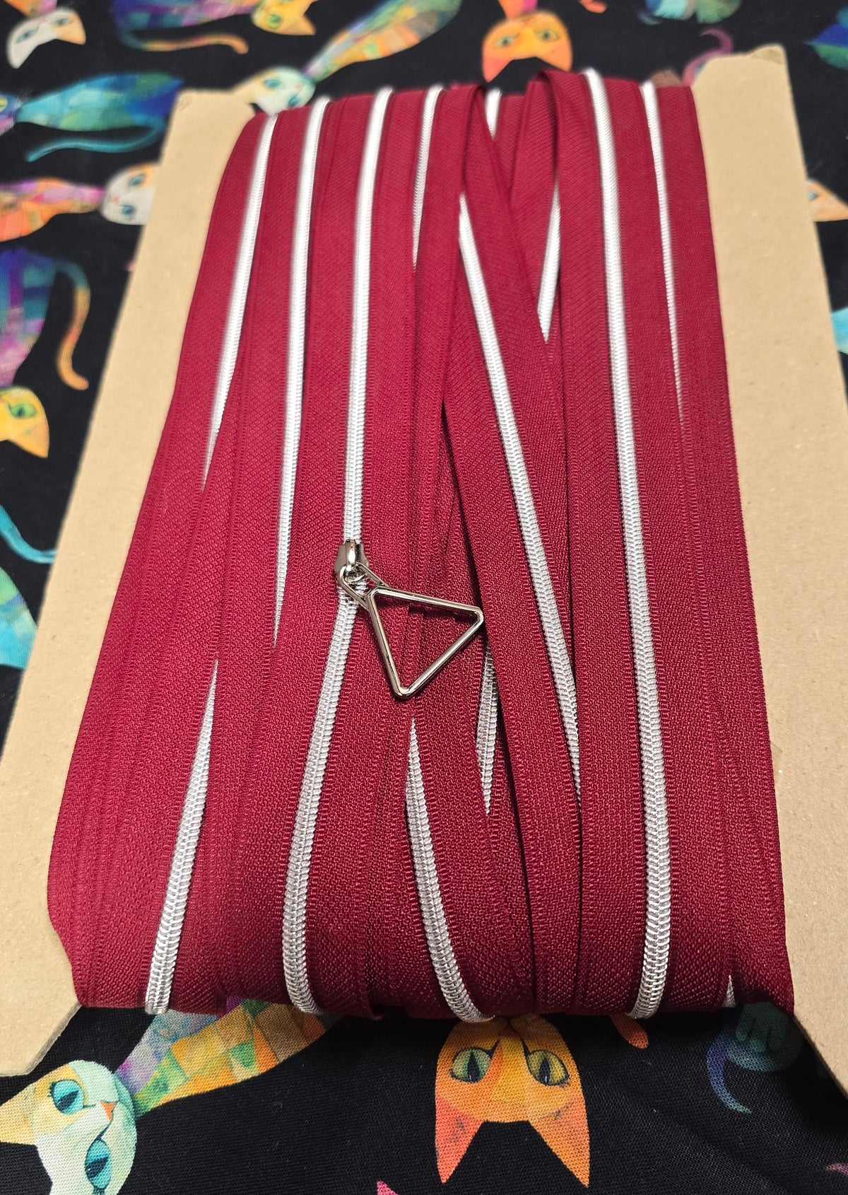 Size 3# Silver teeth VINTAGE RED continuous zipper tape