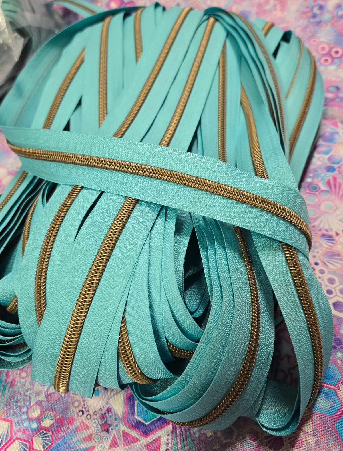 SIZE 5# AQUA BLAST Antique brass Teeth continuous zipper tape