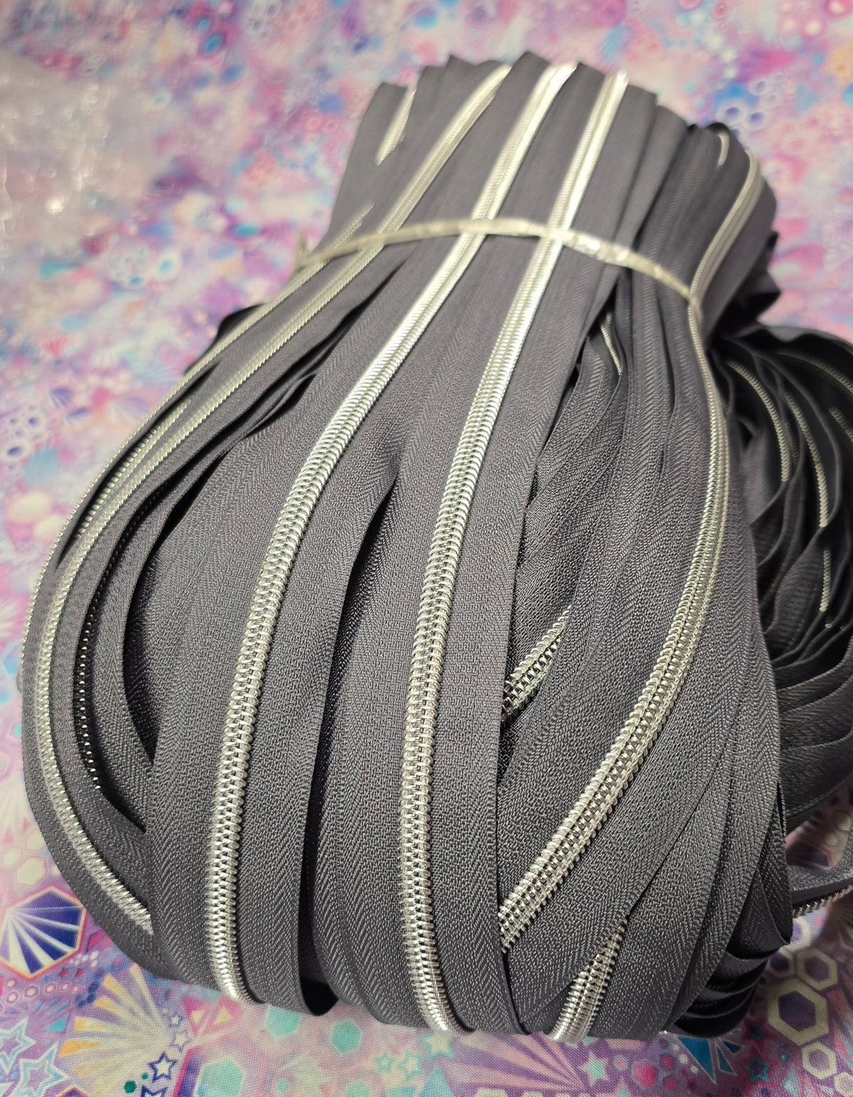 SIZE 5# SILVER Teeth GREY continuous zipper tape