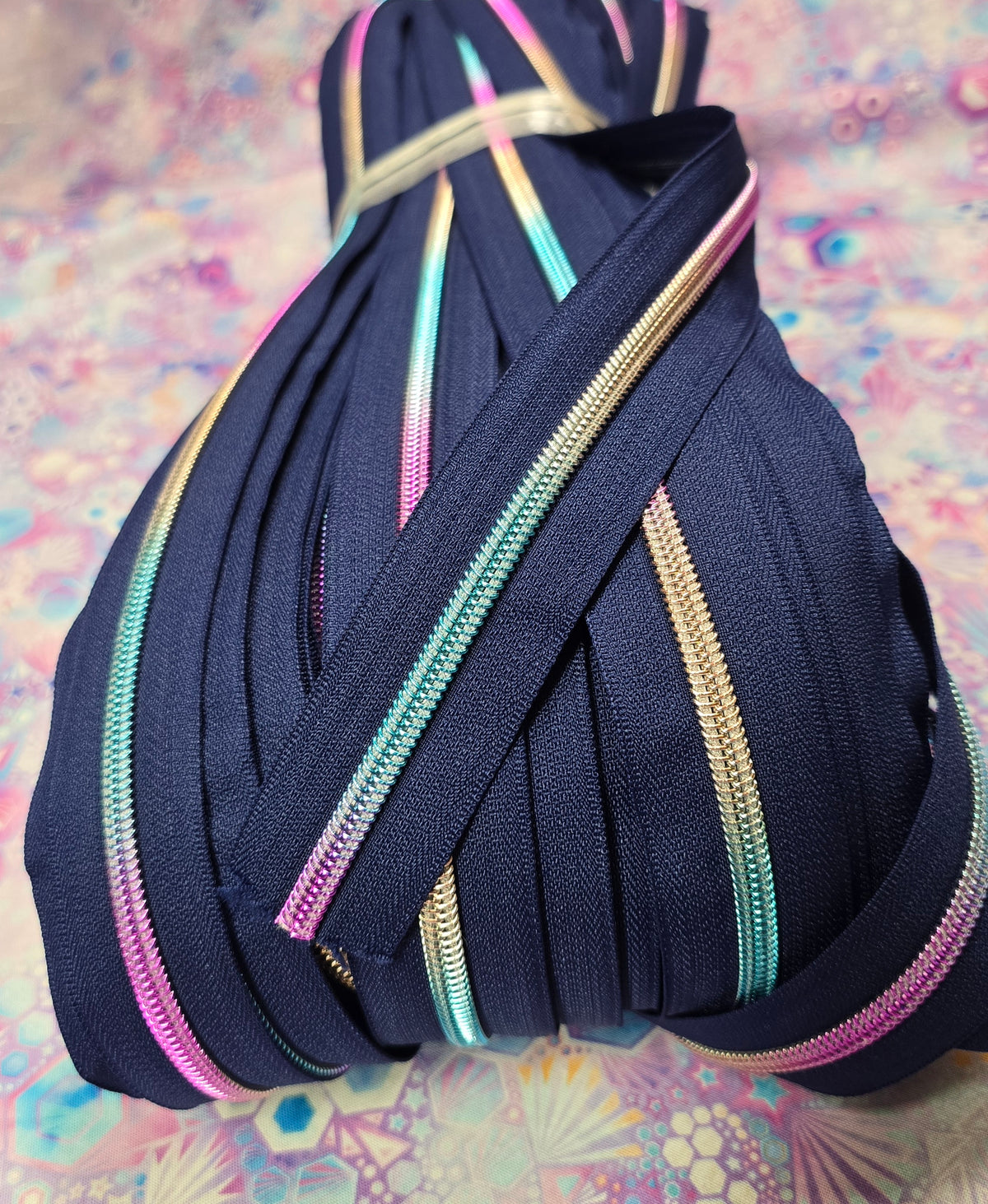 SIZE 5# Navy Rainbow Teeth continuous zipper tape