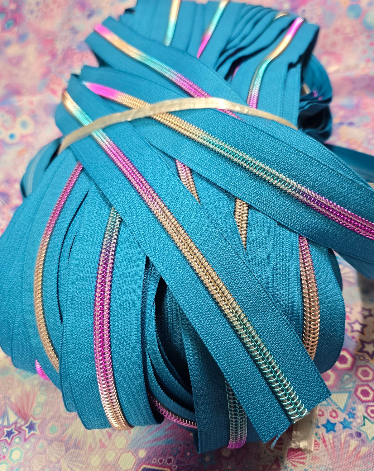 SIZE 5# lagoon blue Rainbow Teeth continuous zipper tape