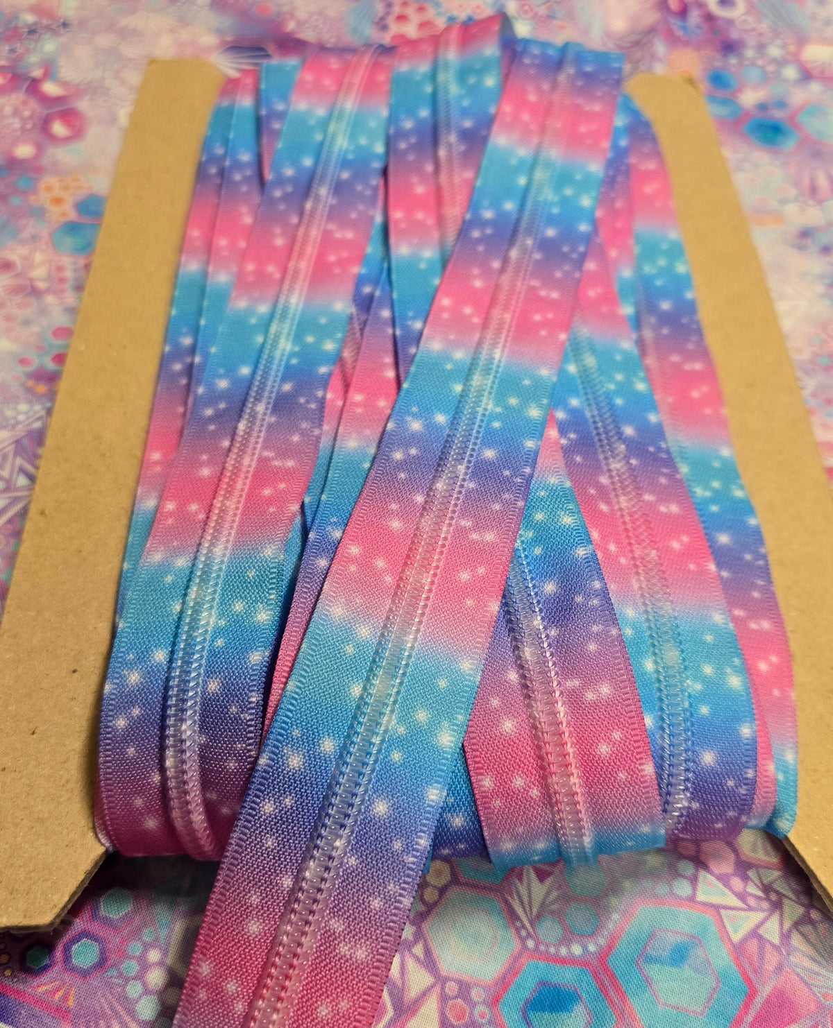 SIZE 5# PASTEL STARS continuous zipper tape