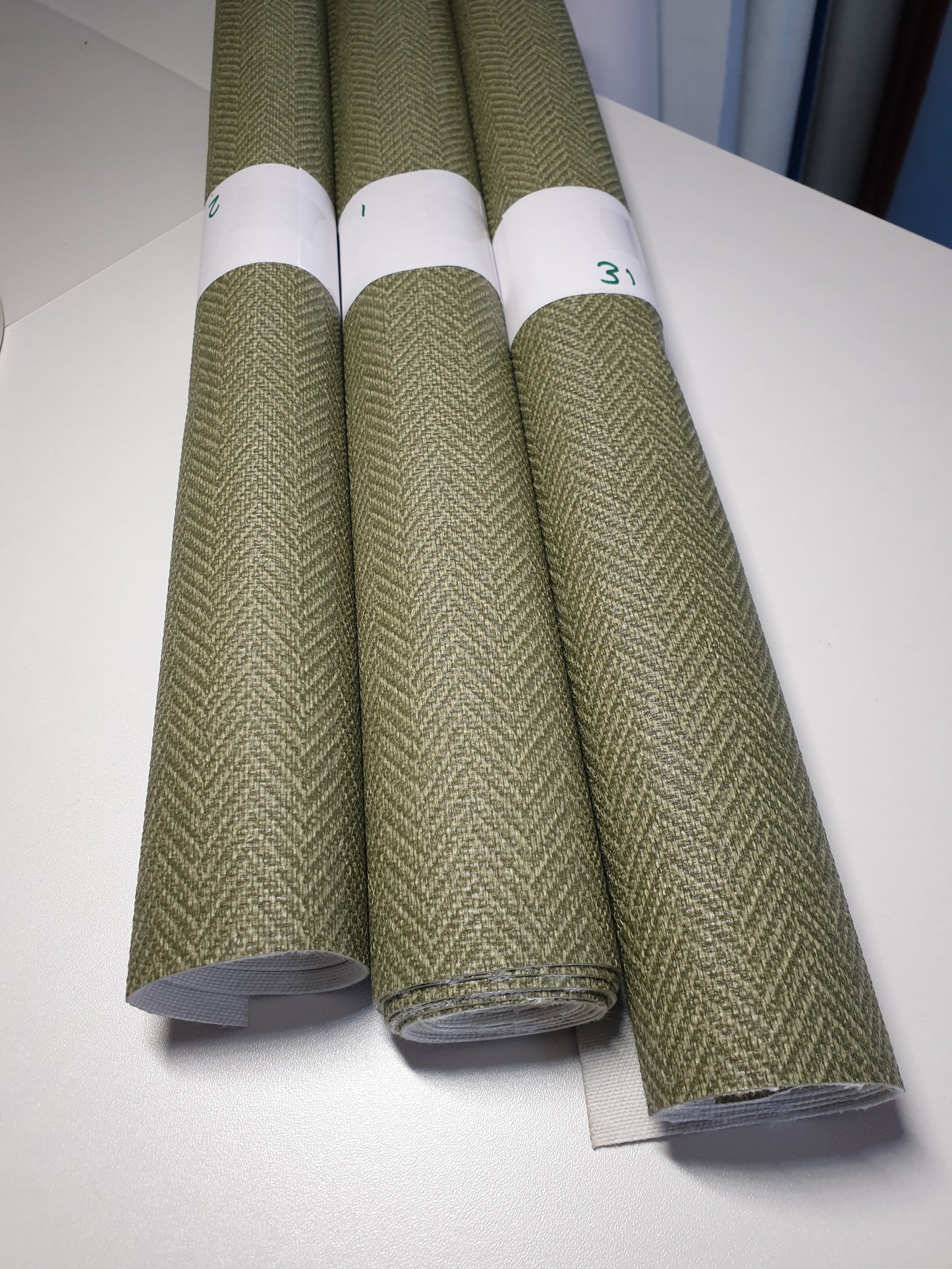 Olive green herringbone texture faux leather