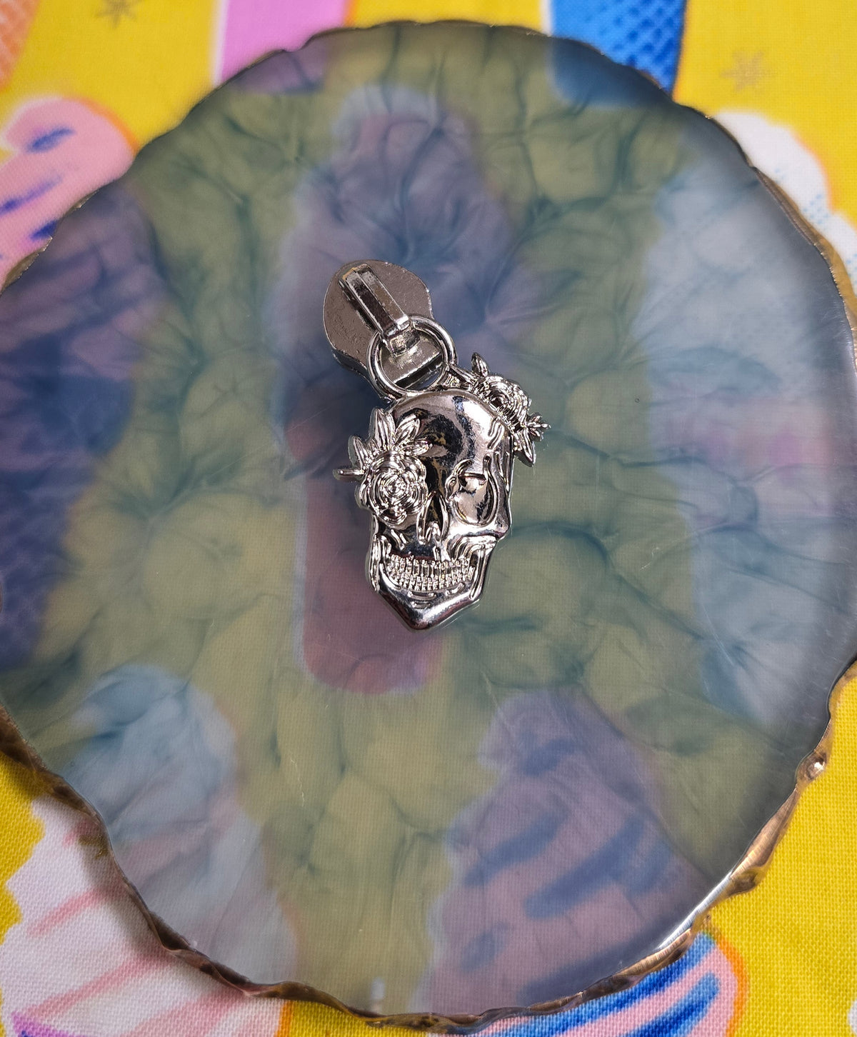 Size 5# FLORAL SKULL zip pulls SALE