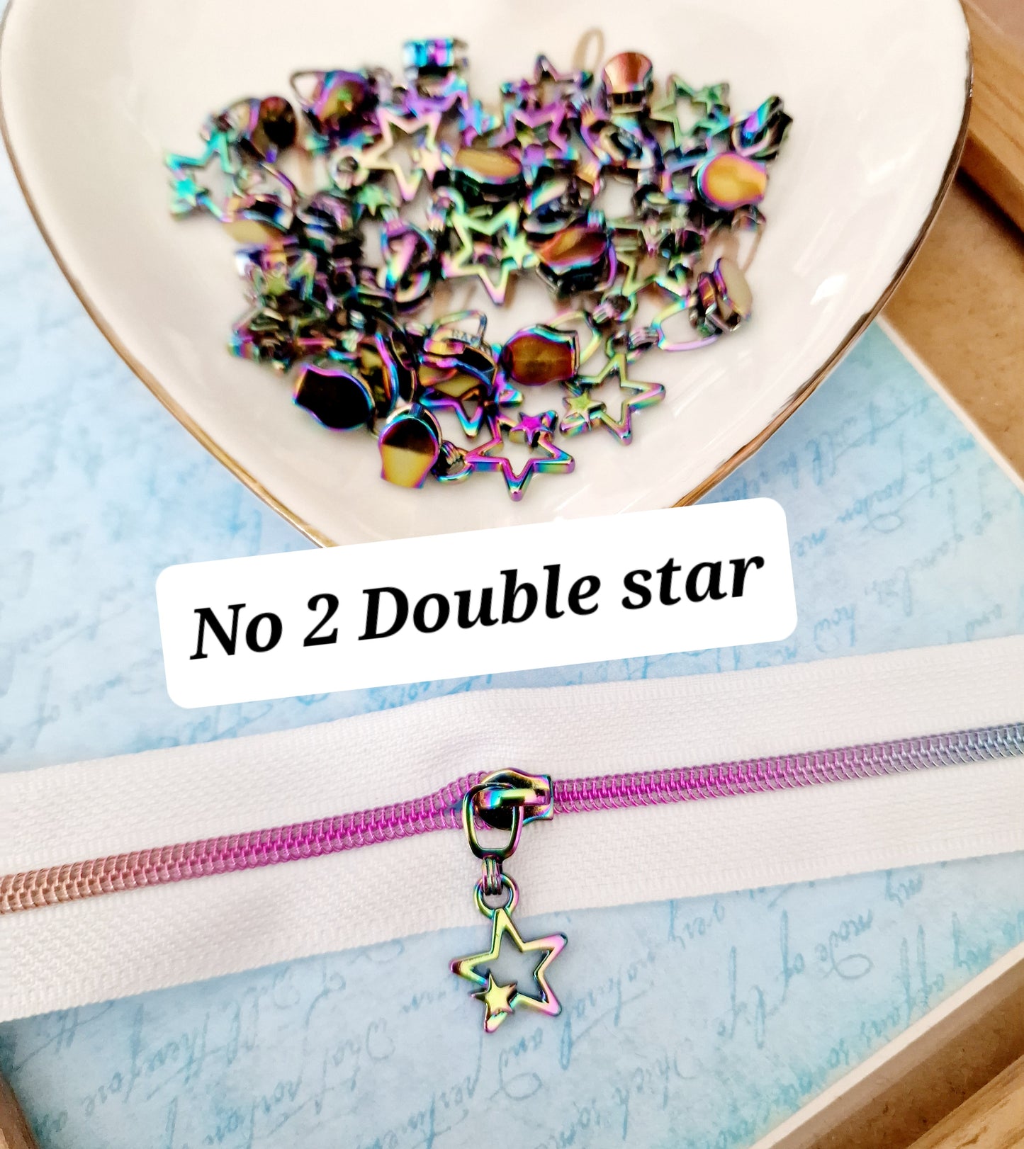 Size 3 zip pull Double Star drop