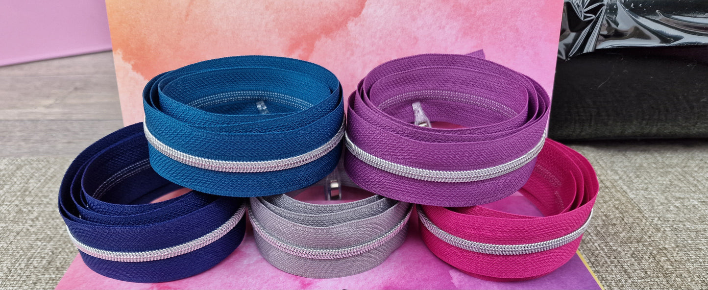 SASSY Silver Zipper Tape only set of 5 meters