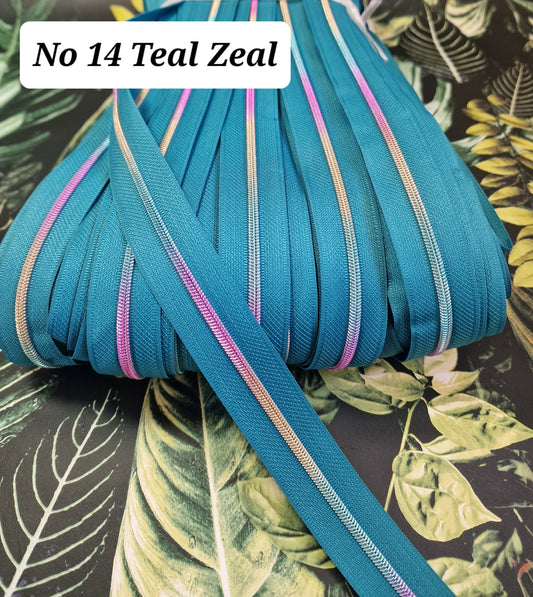 Size 3 Zipper tape TEAL ZEAL
