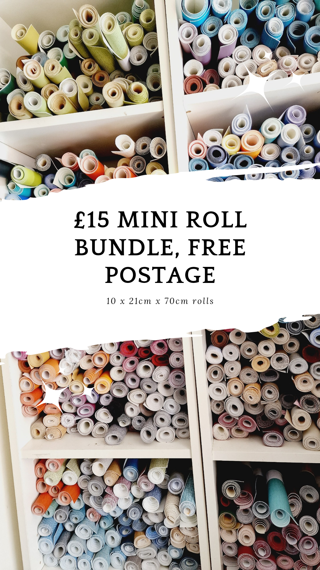 £15 Mini Roll Bundle Faux Leather 21cm x 70cm rolls Free Postage