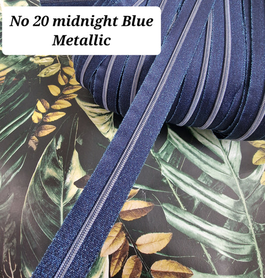 Size 3 Zipper tape MIDNIGHT BLUE METALLIC