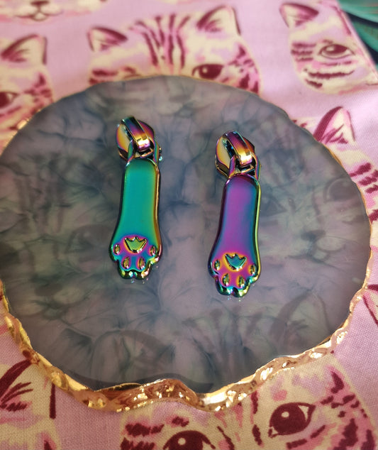 Size 5# rainbow KITTY PAW zipper pulls
