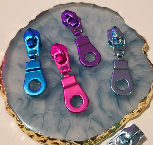 Size 5# METALLIC DONUT  zipper pulls 4 COLOURS