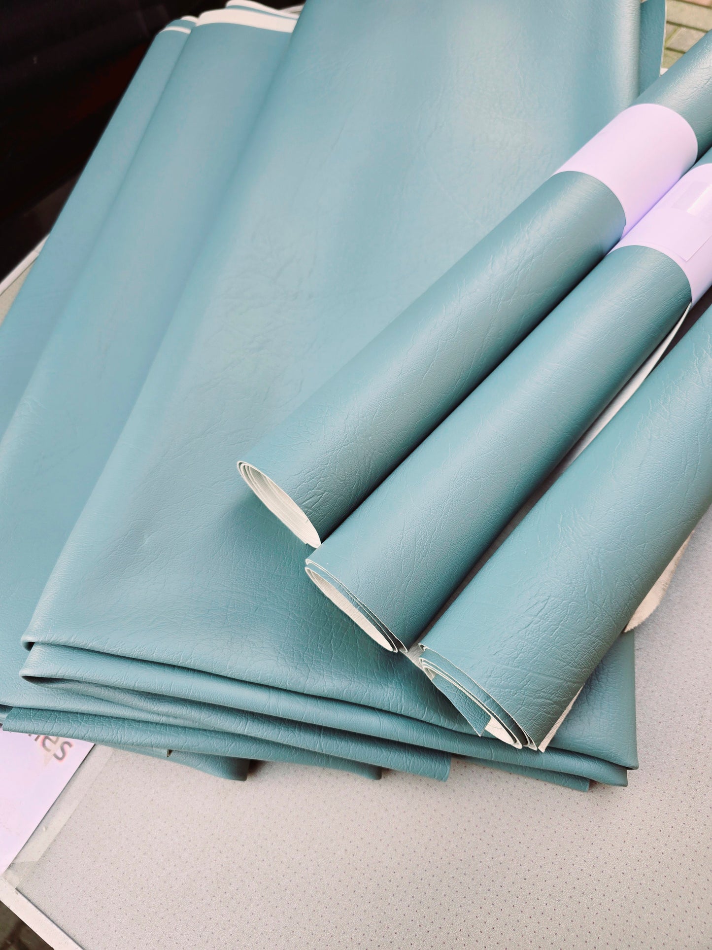 NEW AQUA pastel Faux leather half metre and full meter