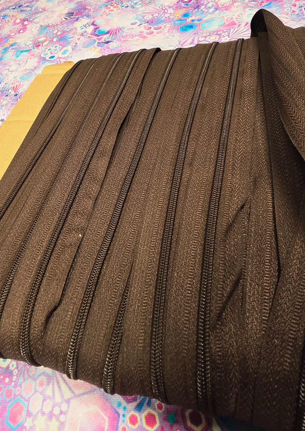 Size 3# one colour zipper tape DARK BROWN 1m pieces