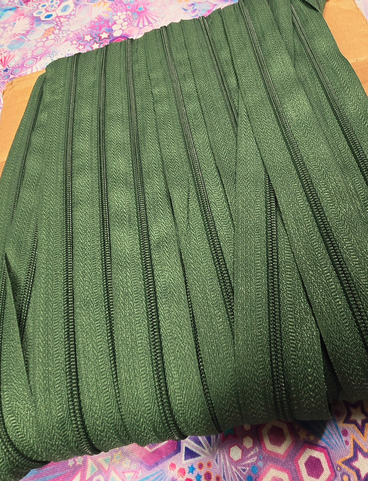 Size 3# one colour zipper tape DARK GREEN 1m pieces