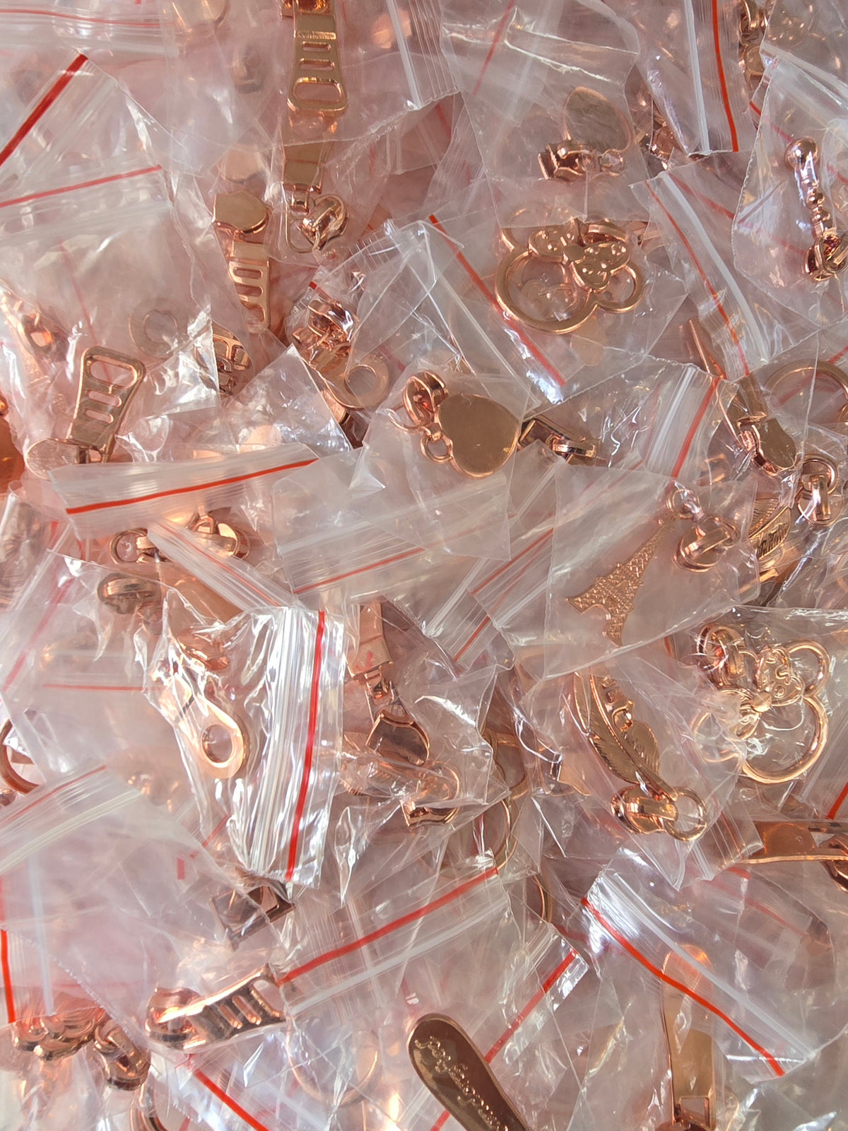 Pack of 10 RANDOM MIX size 3# ROSE GOLD Zip pulls