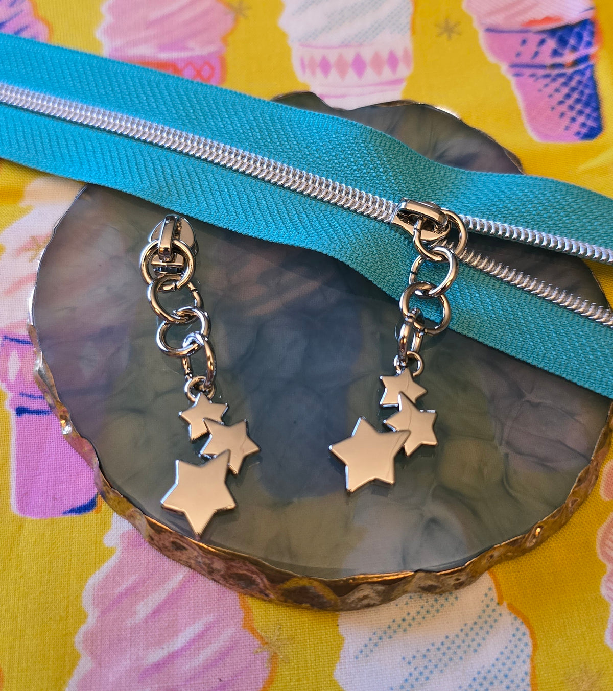 Size 3 zip pull SILVER STAR DROPS