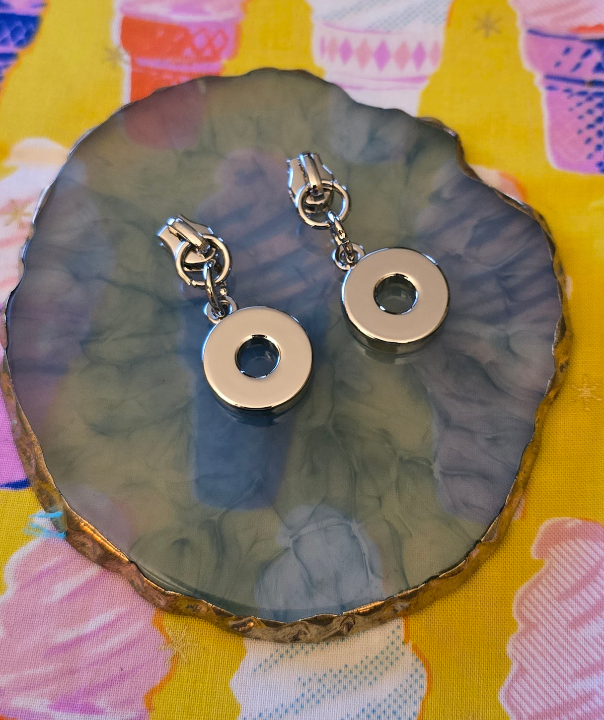 Size 3 zip pull SILVER CHUNKY CIRCLE LOOP