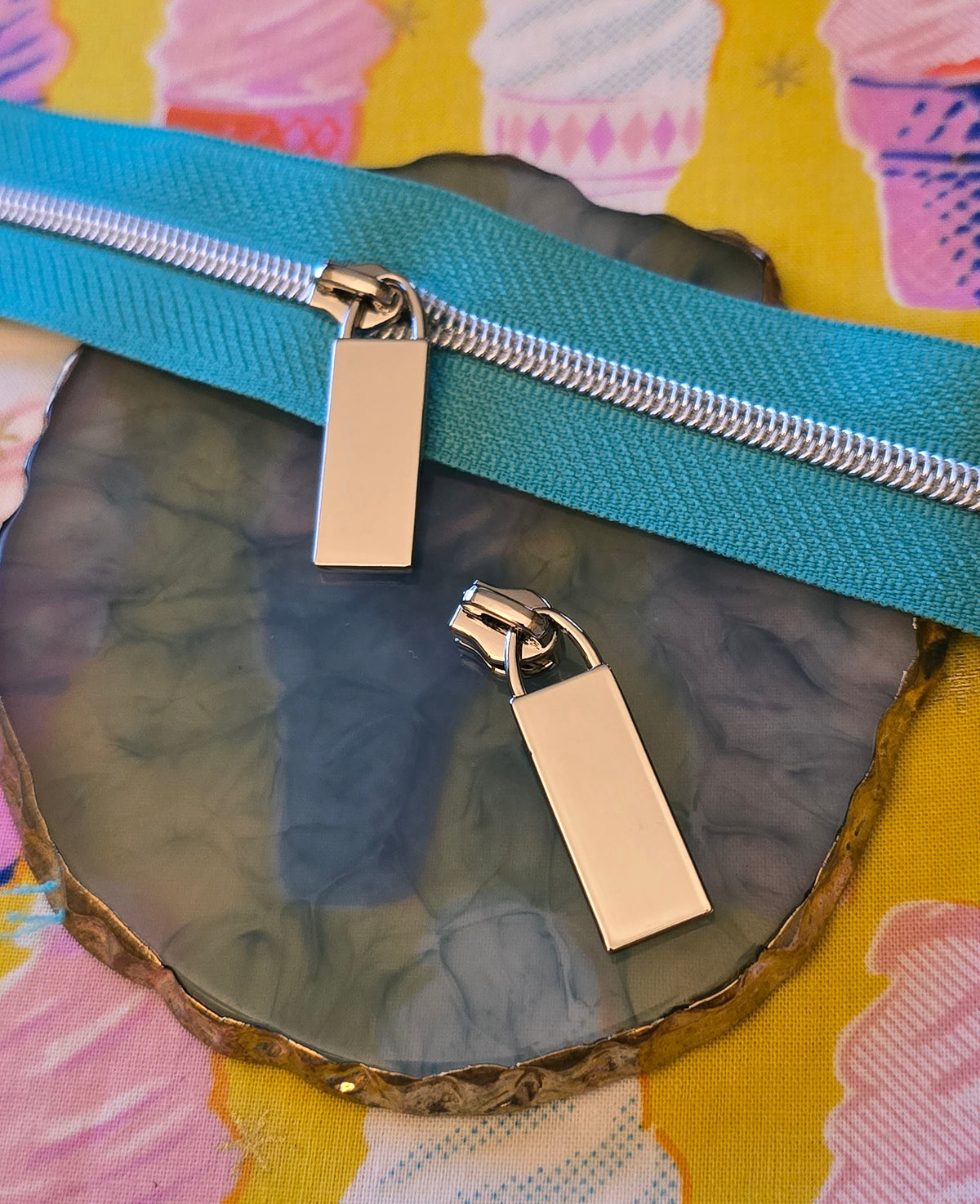 Size 3 zip pull SILVER PLAIN TAG
