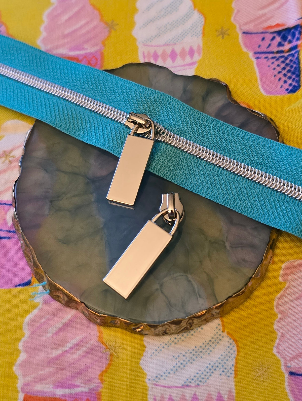 Size 3 zip pull SILVER PLAIN TAG