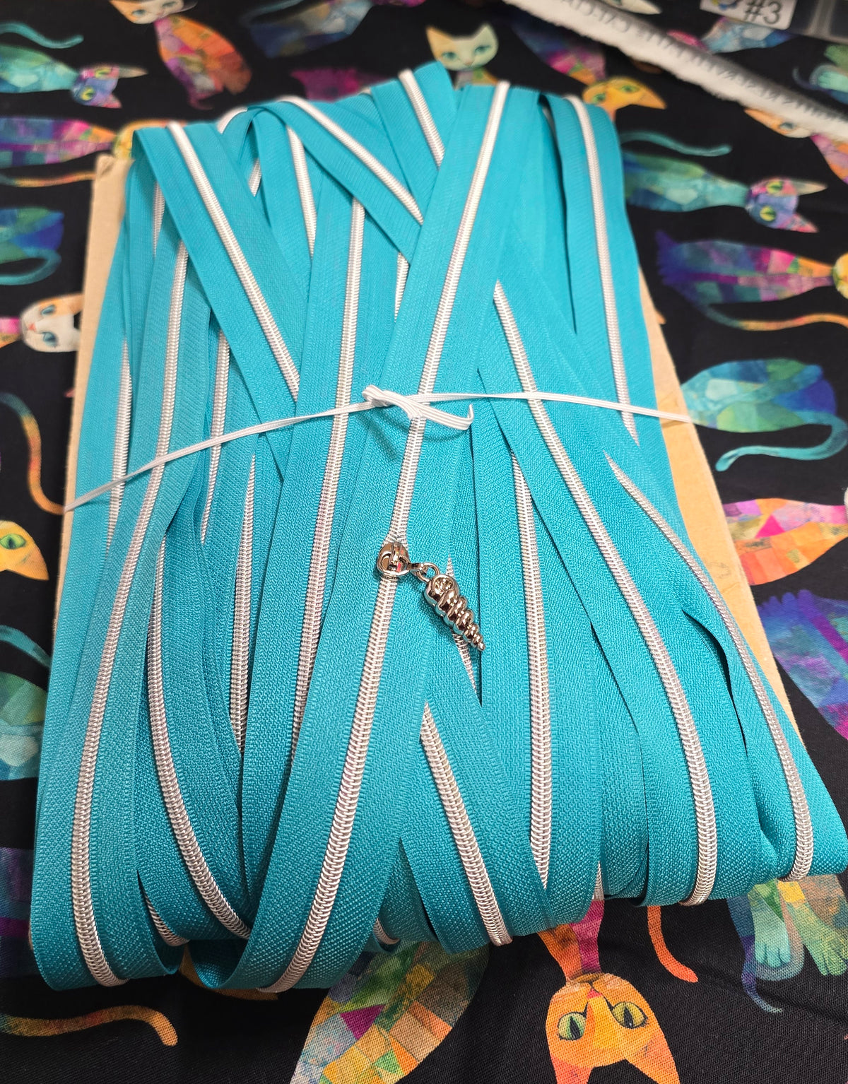Size 3# Silver teeth TURQUOISE continuous zipper tape