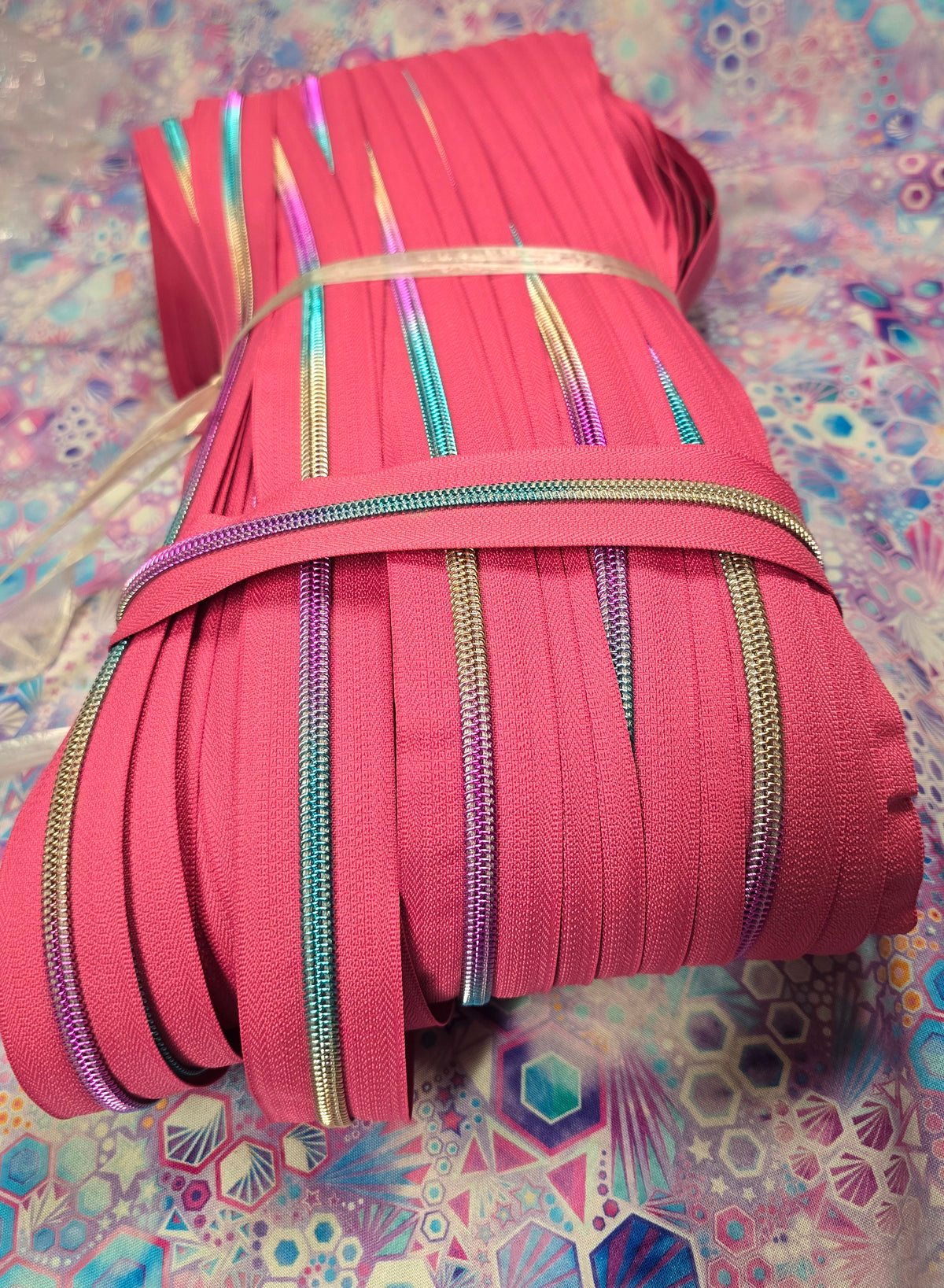 SIZE 5# barbie pink Rainbow Teeth continuous zipper tape