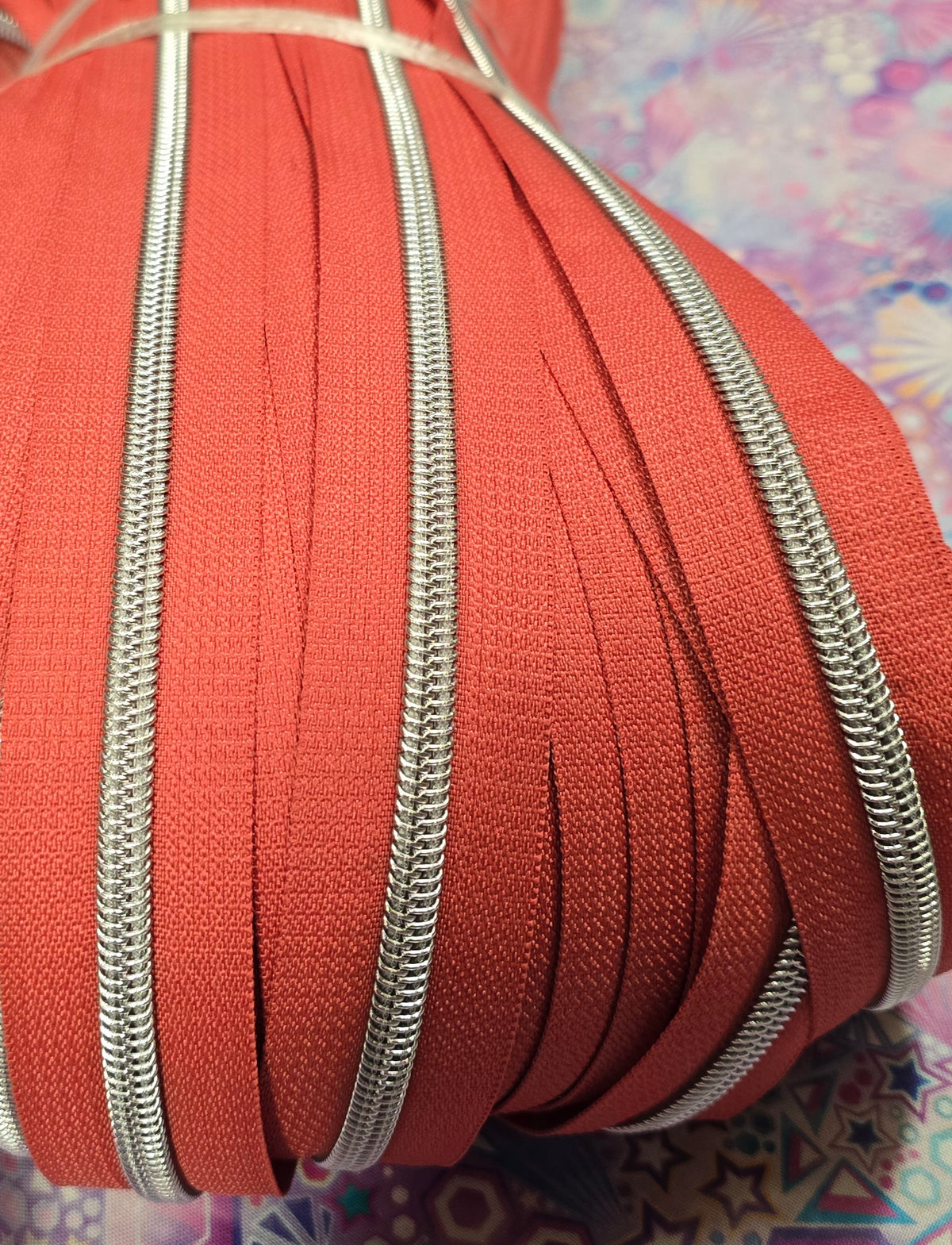 SIZE 5# SILVER Teeth SALAMANDER ORANGE continuous zipper tape