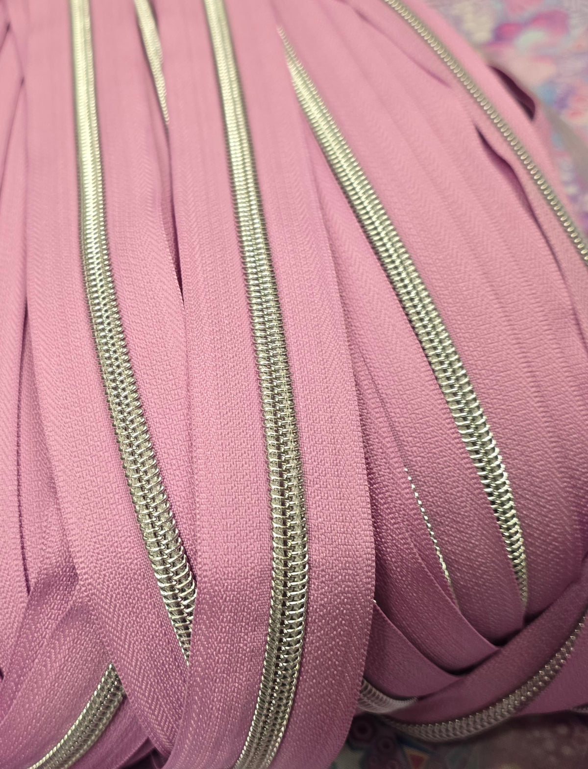 SIZE 5# SILVER Teeth PINK LILAC continuous zipper tape