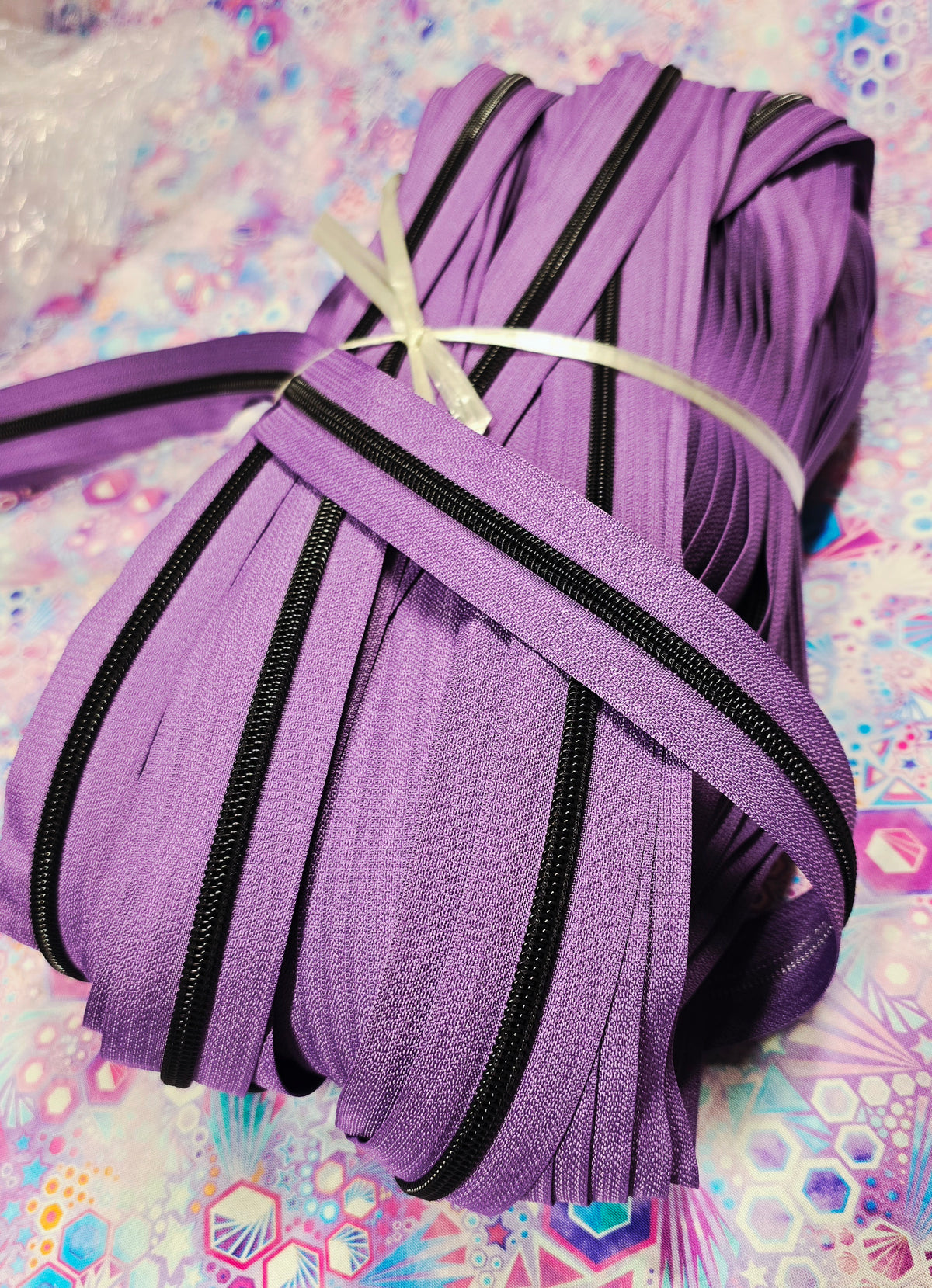 SIZE 5# NEONS GRAPE PURPLE Black Teeth continuous zipper tape