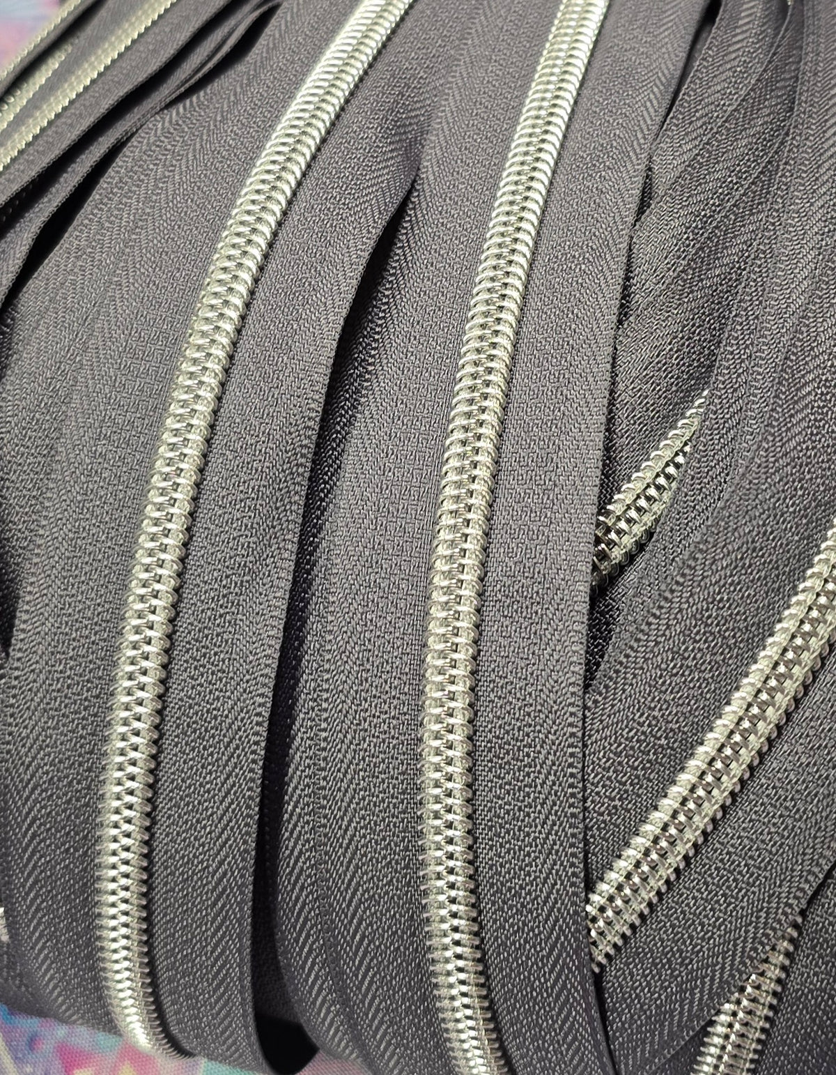 SIZE 5# SILVER Teeth GREY continuous zipper tape