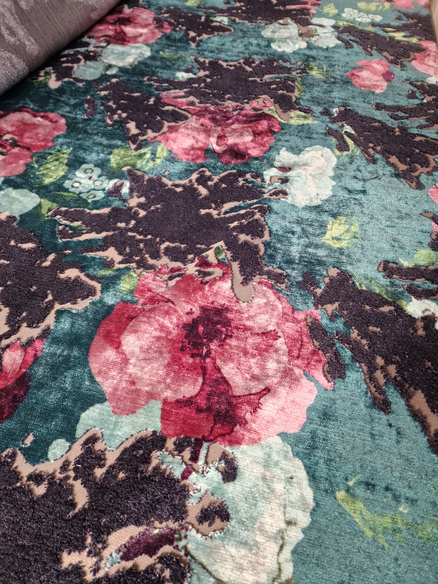 Velvet brocade upholstery fabric