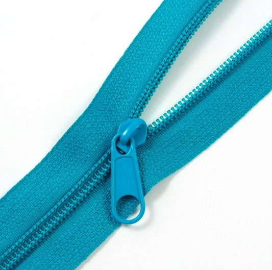 Turquoise teal blue size 5 continious zip and zip pulls
